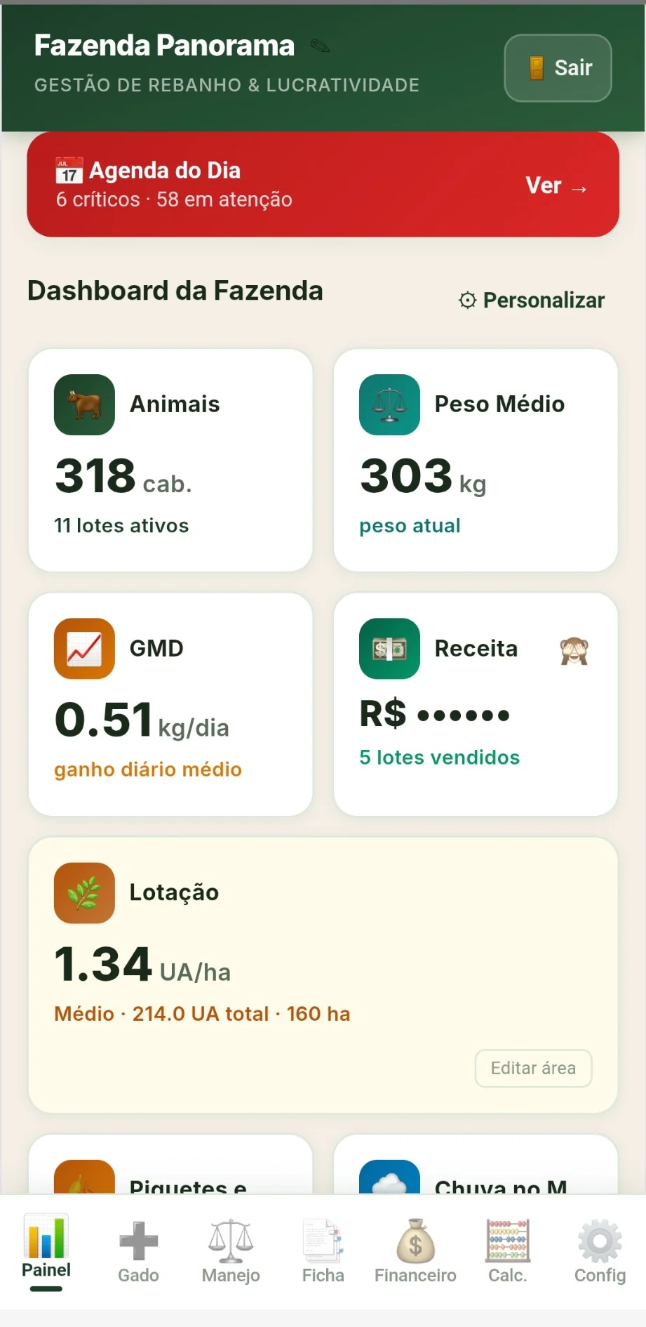 Dashboard real do Gado360